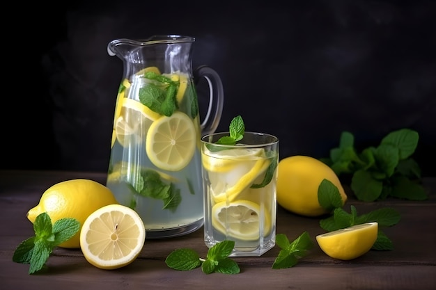 Limonata con limone e menta Generative Ai