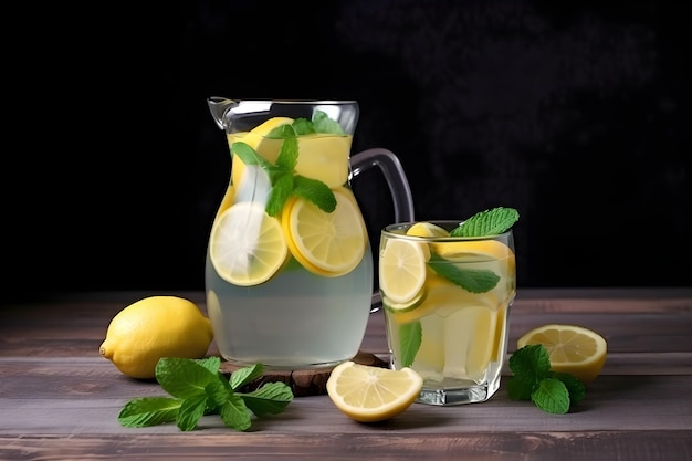 Limonata con limone e menta Generative Ai