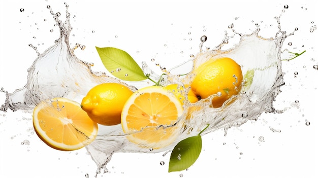 limonata con spruzzi d'acqua su uno sfondo biancoAI Generative AI