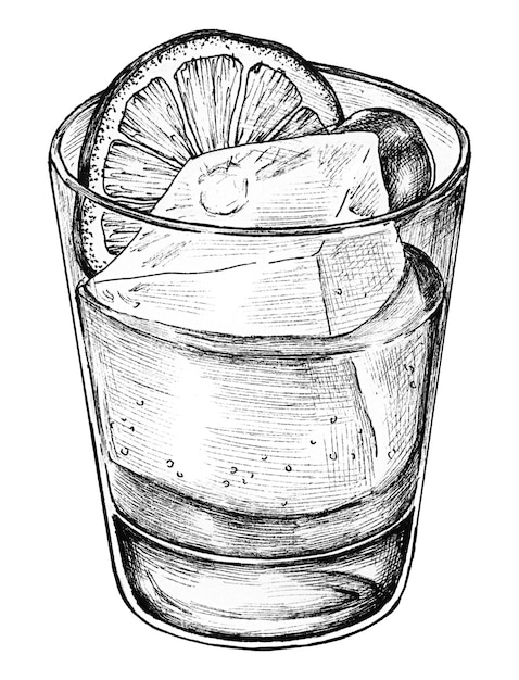 Limonata disegnata a mano con ghiaccio trasparente png