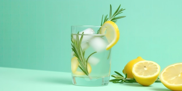 Limonata estiva su sfondo verdeModello estivo colorato Concetto di ricreazione IA generativa