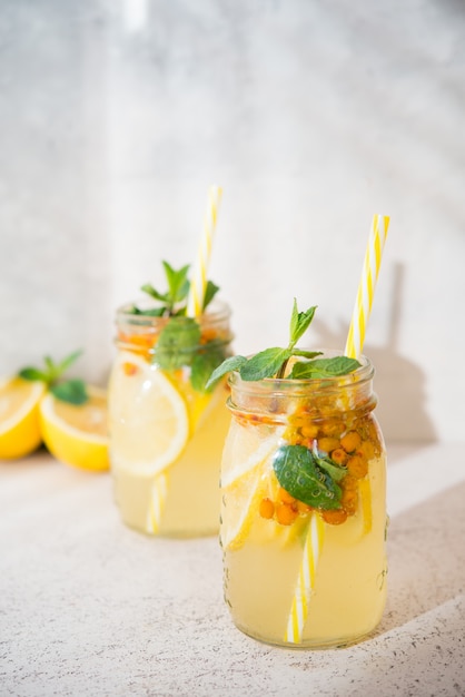 Limonata fatta in casa con limone e menta, disintossicante