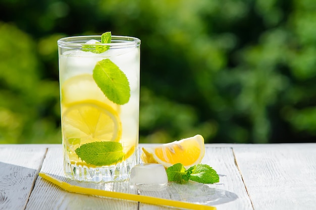 Limonata fresca di agrumi in giardino