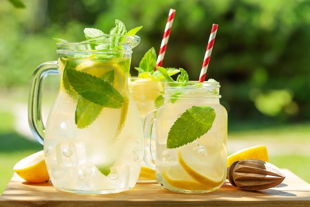 Limonata fresca fatta in casa con limone e menta