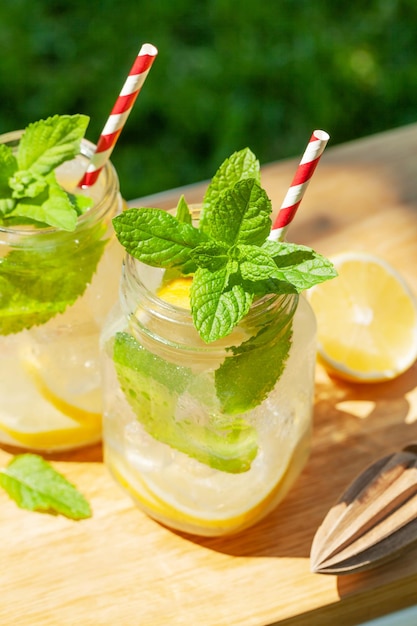 Limonata fresca fatta in casa con limone e menta