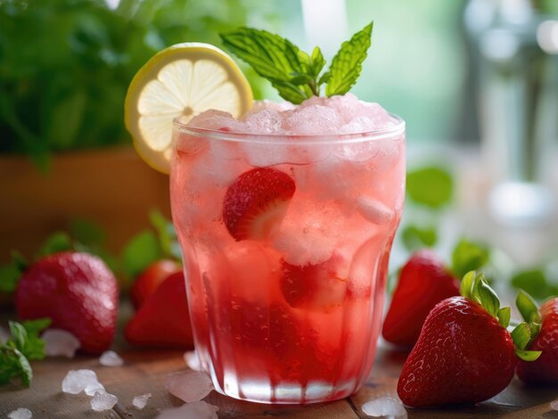 Limonata ghiacciata alla fragola