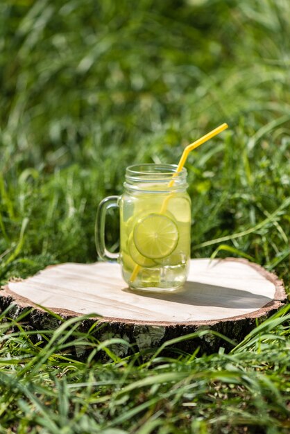 Limonata rinfrescante con limone e lime. Stile di vita