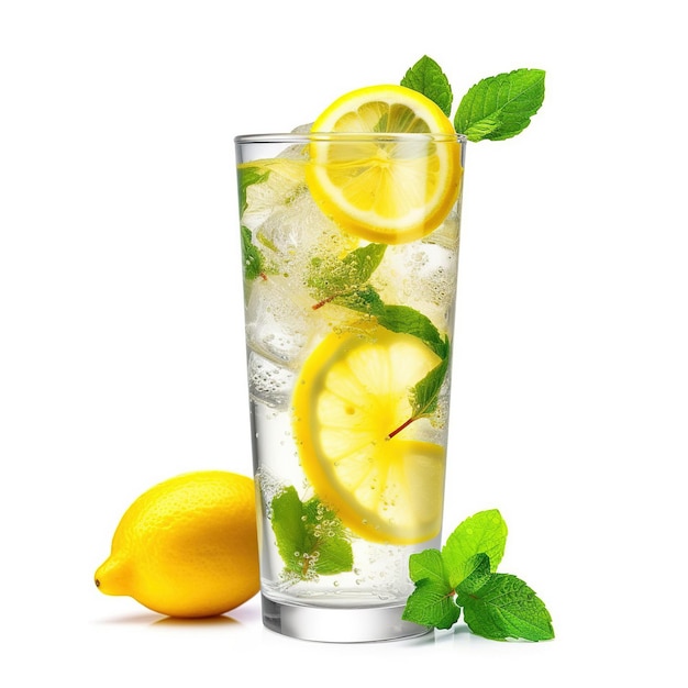 Limonata su sfondo bianco IA generativa