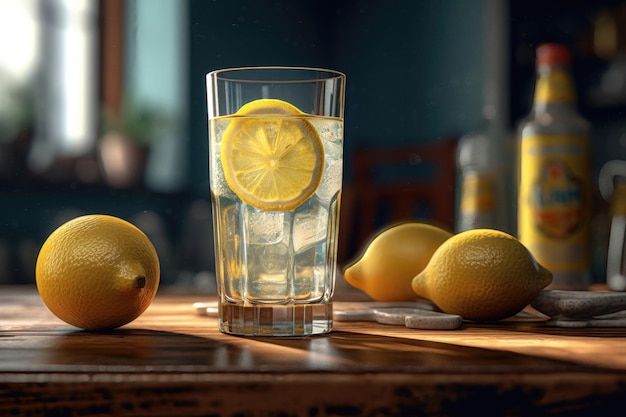 Limonata su sfondo scuro AI generato