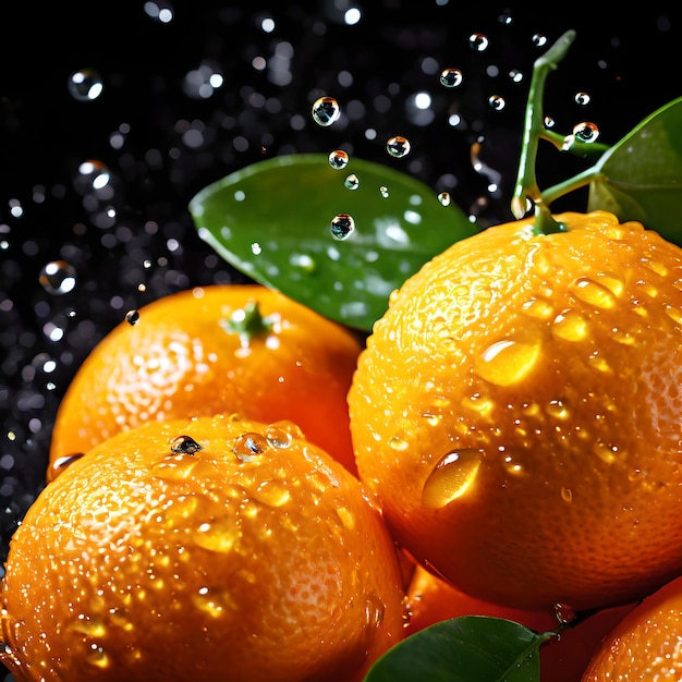 limone arancione fresco con foglie e goccia d'acqua ai generato