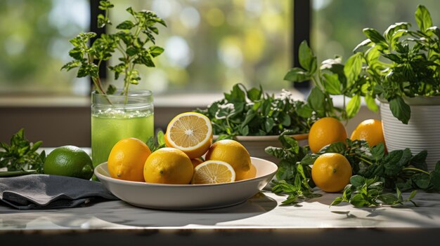 Limone biologico sul tavolo della cucina minimalista