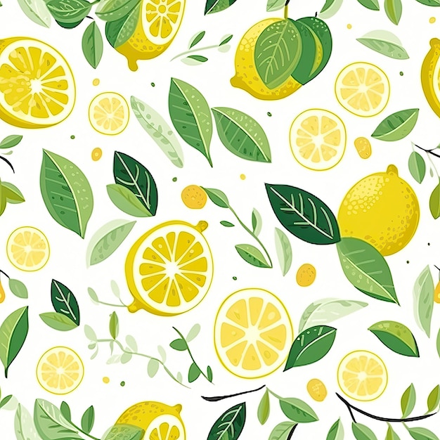 limone con foglie a disegno senza cuciture