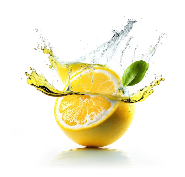 Limone fresco con spruzzi d'acqua
