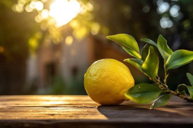 Limone fresco sulla tavola di legno Genera Ai