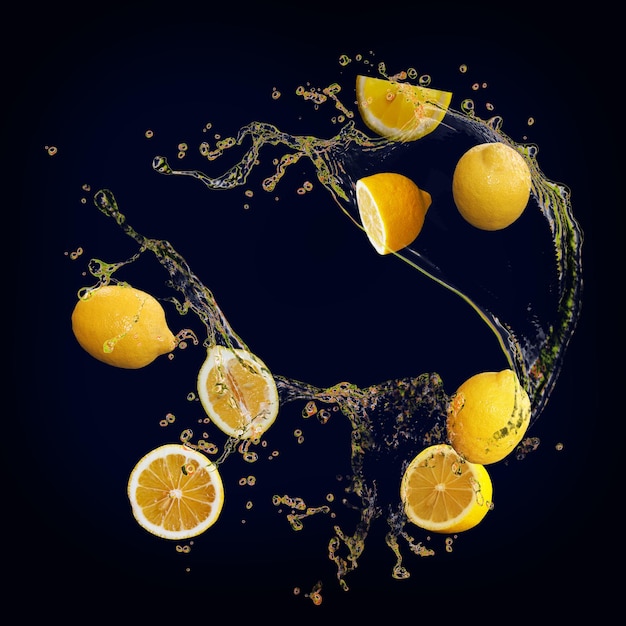 Limone succoso e gustoso con spruzzi di succo