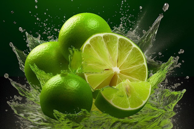 Limoni con Water Splash Ai generativa