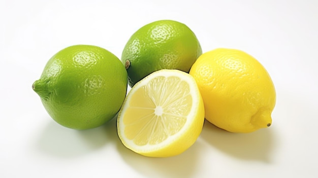 Limoni e lime su sfondo bianco