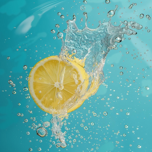 Limoni freschi in acqua con bolle