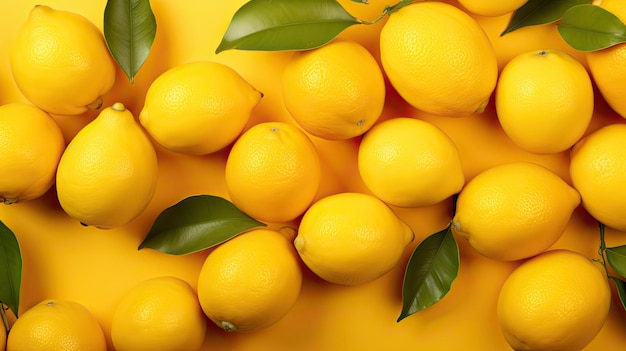 Limoni freschi su sfondo giallo