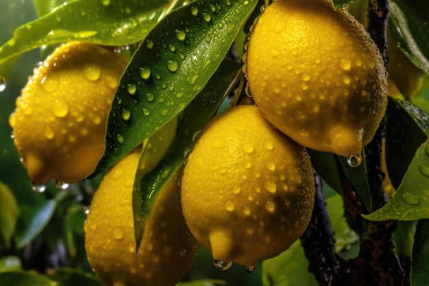 Limoni gialli appesi a un albero