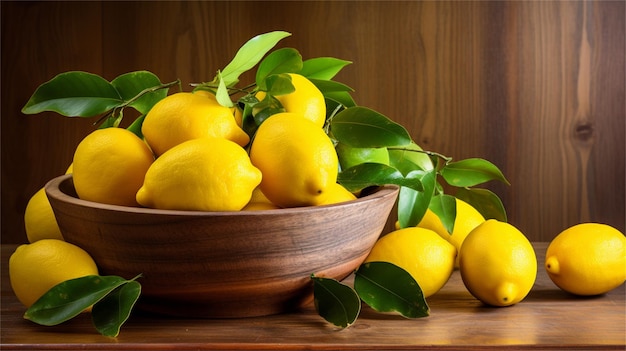 Limoni in una ciotola su un tavolo