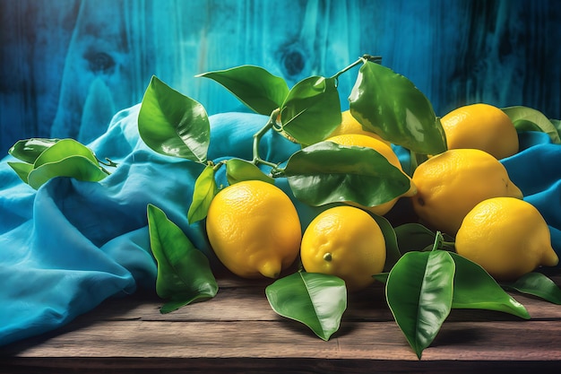 Limoni su un tavolo di legno Ai Generativi
