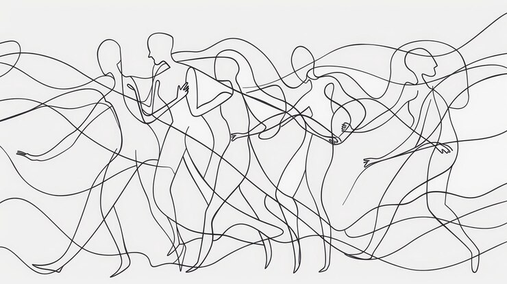 Photo line art dance abstract line art illustration depicting a group of people dancing creating a dyna