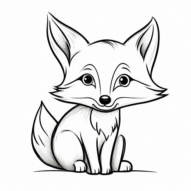 line art Sketch del design di fox miminal generato da Generative AI