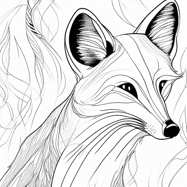 line art Sketch del design di fox miminal generato da Generative AI