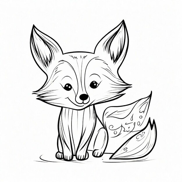 line art Sketch del design di fox miminal generato da Generative AI