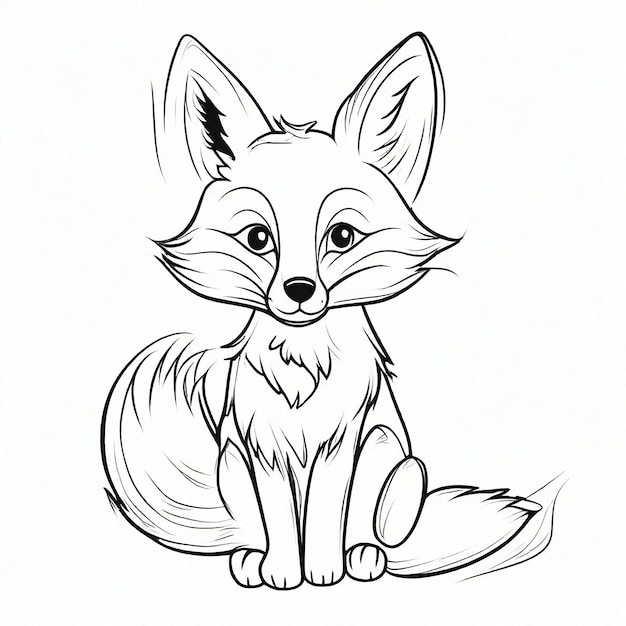 line art Sketch del design di fox miminal generato da Generative AI