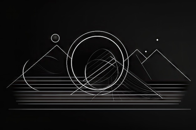 Linea arte geometrica minimalista con semplici colori bianco e nero creati con intelligenza artificiale generativa