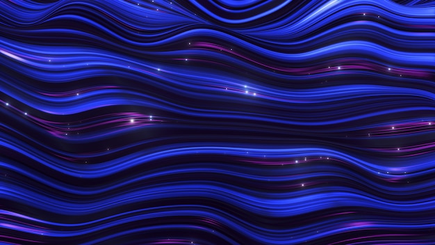 Linea d'onda al neon viola-blu astratta archiviata con glitter