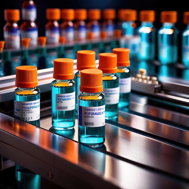 Linea di assemblaggio per l'imbottigliamento di prodotti medici in bottiglie di vetro industria farmaceutica