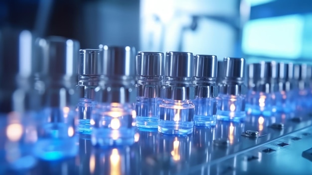 Linea di produzione di fiale mediche presso la moderna fabbrica farmaceutica moderna