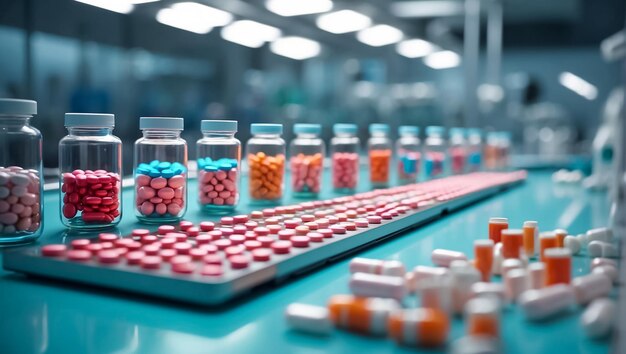 linea di produzione di varie compresse e capsule medicinali