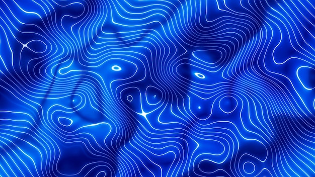 Linea liquida lucida incandescente Linea lucida incandescente sfondo astratto dell'onda di colore blu