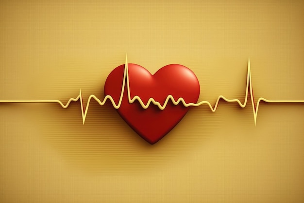 Linea rossa del battito cardiaco medico sulla forma del cuore Colore di sfondo dell'illustrazione Concetto di cuore mondiale