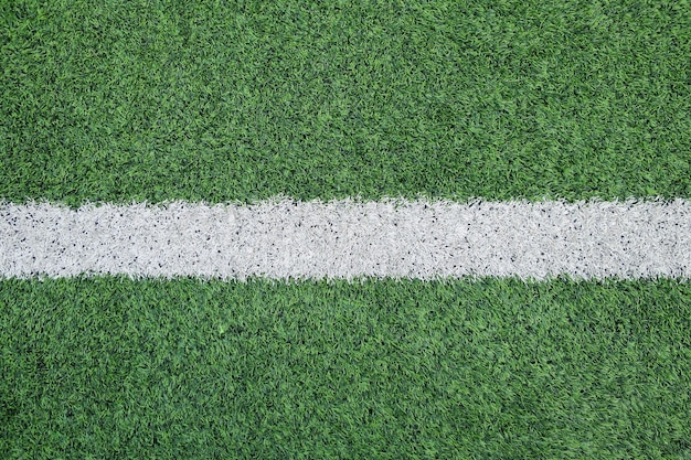 Linea sul campo di calcio o campo di calcio. Linee bianche sull&#39;erba verde.