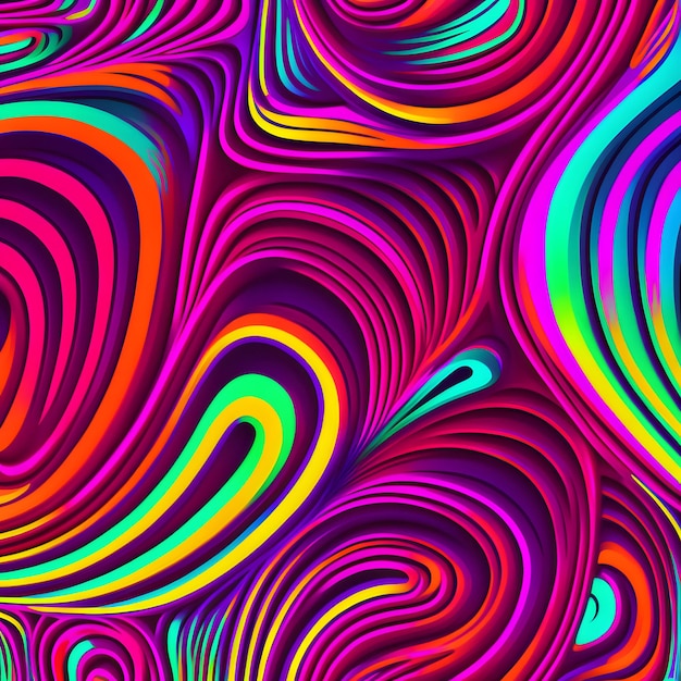 Linee al neon colorate astratte sullo sfondo della rete neurale generata dall'arte