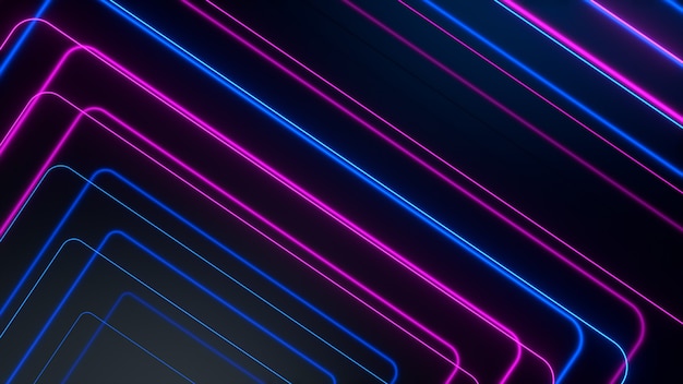 Linee al neon incandescente rosa blu movimento futuristico di tecnologia astratta