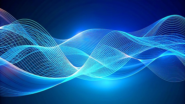 Linee curve astratte su uno sfondo blu a grassetto