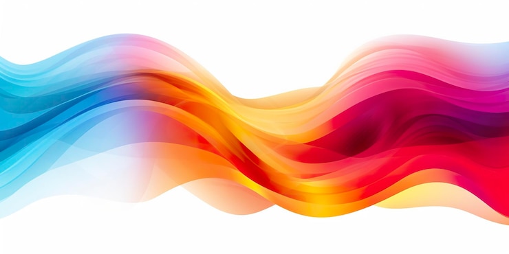 Foto linee d'onda astratte colorate che scorrono orizzontalmente su uno sfondo bianco ideale per la scienza della musica tecnologica e il mondo digitale ai generativo
