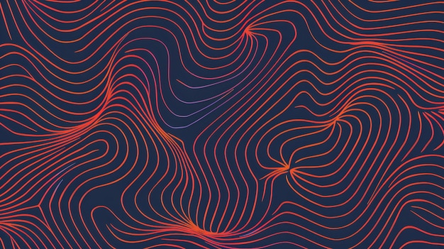 linee d'onda topografiche astratte sfondo contorno cremisi su sfondo scuro