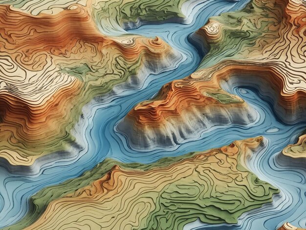 Linee di contorno topografiche mappa modello senza cuciture