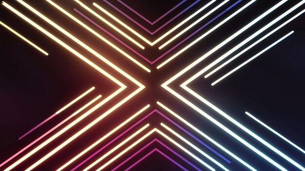 Linee di neon direzionali astratte sfondo geometrico