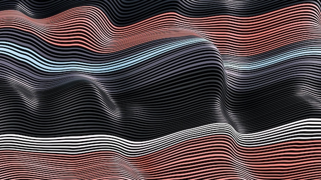 Linee di tessitura. Sfondo astratto colorato onde dinamiche panno pieghe ondulate 3d illustration