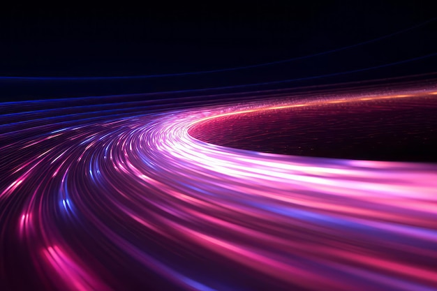 Linee e curve cinetiche del moto cosmico luminoso Navy e Magenta Generative AI