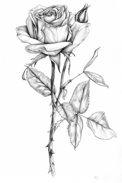 Linee graziose Un semplice ma elegante disegno di una rosa che cattura la delicata bellezza della natura