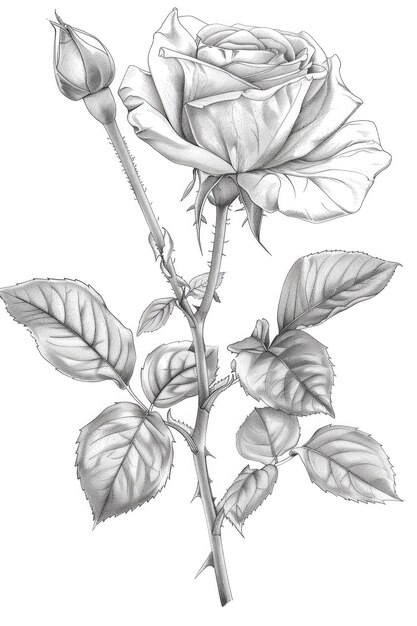 Linee graziose Un semplice ma elegante disegno di una rosa che cattura la delicata bellezza della natura